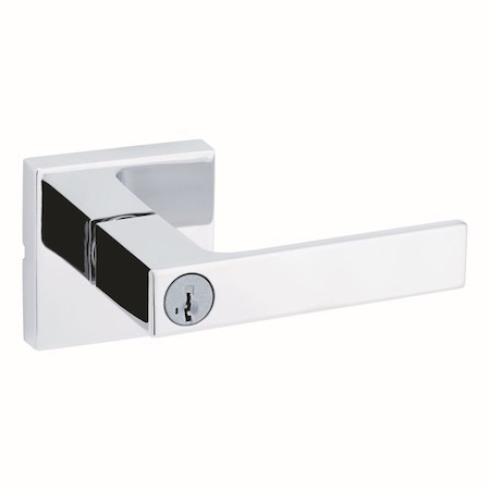 Kwikset Singapore Lever , Square Rose Entry Door Lock SmartKey , RCAL Latch, RCS Strike Bright Chrome Finish 740SALSQT-26S
